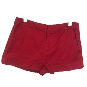 Kate Spade‎ Saturday Women's Chino Shorts Red Cotton Stretch Flat Front Sz 2